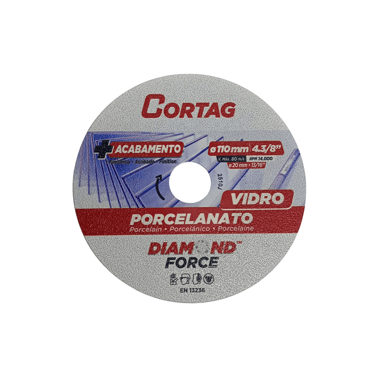 Disco De Corte Diamantado 110Mm 20Mm  Para Vidro E Porcelanato Cortag - 1268062796