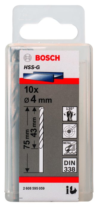 Broca Aco Rapido Hss-G 4Mm  Bosch - 2608595059