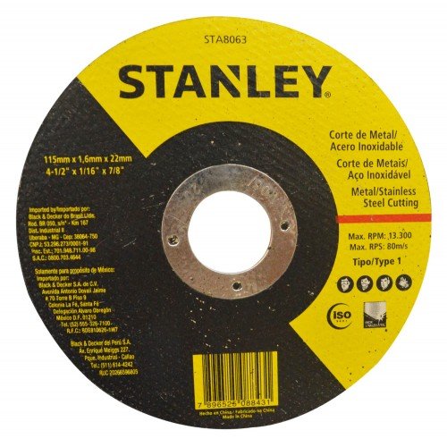 Disco Abrasivo Corte Inox 4 1/2X1.6X7/8 Stanley - Sta8063