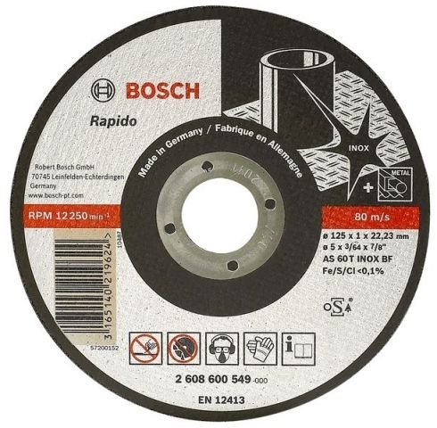 Disco De Corte Reto 4 1/2 Esp 1 Inox Gr 30 - 2608600545 - Bosch