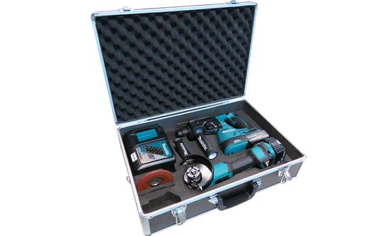 Combo Kit Esmerilhadeira Dga454 + Martelete Dhr242 + Maleta De Aluminio Makita - Dlx2164X