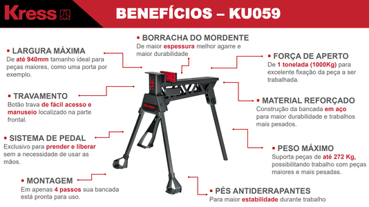 Cavalete Bancada De Trabalho Portátil Multiuso Ku059 Kress