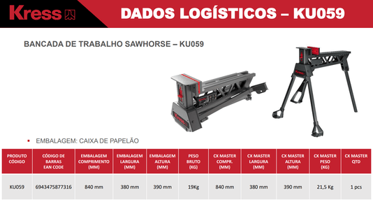 Cavalete Bancada De Trabalho Portátil Multiuso Ku059 Kress