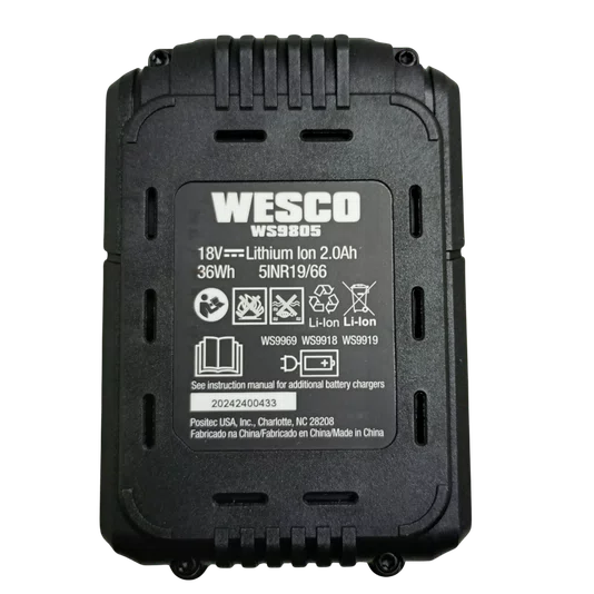 Bateria De Lítio 18V 2.0Ah Wesco - Ws9805