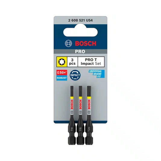 Bits Bosch Pro Torx Impactt10 T15 T20 55Mm 3 Und 2608521U54