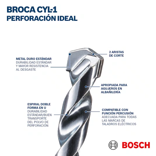Broca Para Concreto Encaixe Cilíndrico Cyl-1 8 X 120Mm