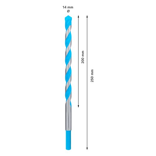 Broca Cyl9 Multiconstruction 14X200X250Mm Bosch 2608901488