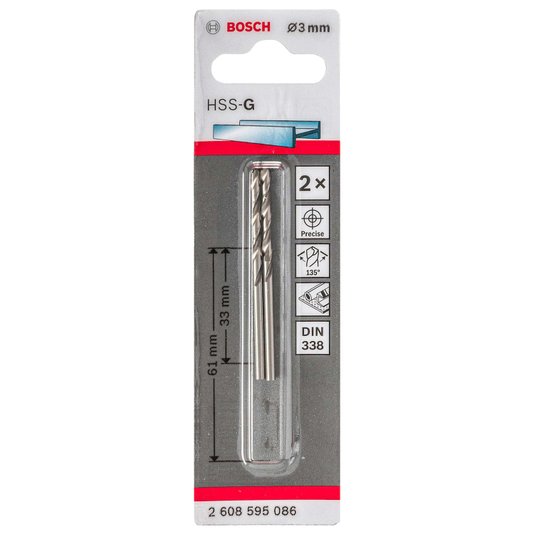 Broca Para Metal Hss-G 3X33X61 Bosch - 2608595086