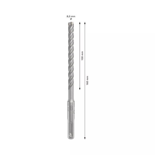 Broca 8X100X160Mm Para Martelo Pro Sds Plus-5X Bosch - 2608706891
