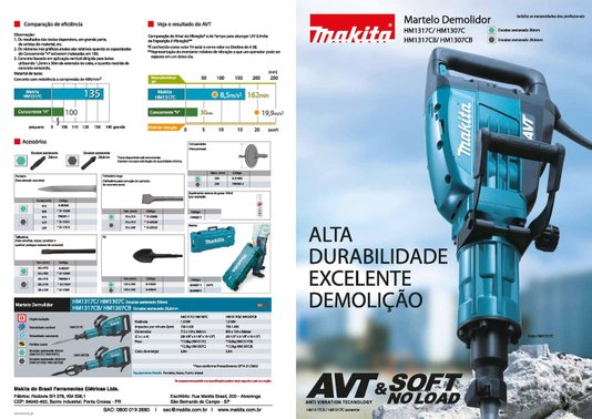 Martelo Demolidor 15Kg 30Mm Hm1307C 220V Makita - Hm1307C-220V