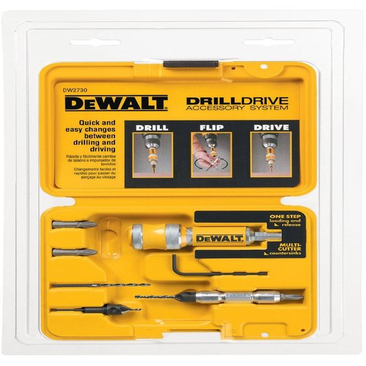 Combo com 2 unidades Kit De Furar Parafusar Escariador 8 Peças Dewalt - Dw2730