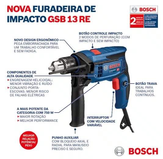 Combo Gsb 13 Re + Gws 850 220V Bosch - 06012B75E0
