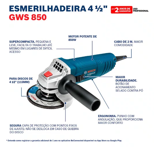 Combo Gsb 13 Re + Gws 850 220V Bosch - 06012B75E0