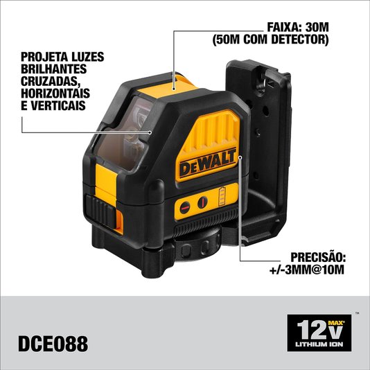 Kit Dewalt Parafusadeira/Furadeira De Impacto 3/8" 12V + Nível A Laser 30M 12V + 2 Baterias 2Ah + Carregador Bivolt E Caixa T-Stak - Dck205D2T-Br - Dewalt