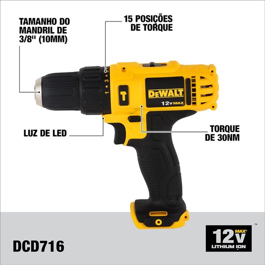 Kit Dewalt Parafusadeira/Furadeira De Impacto 3/8" 12V + Nível A Laser 30M 12V + 2 Baterias 2Ah + Carregador Bivolt E Caixa T-Stak - Dck205D2T-Br - Dewalt