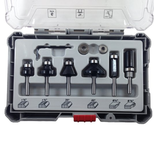 Conjunto De Fresas 6 Un. Acabamento Haste 1/4" Bosch - 2607017470