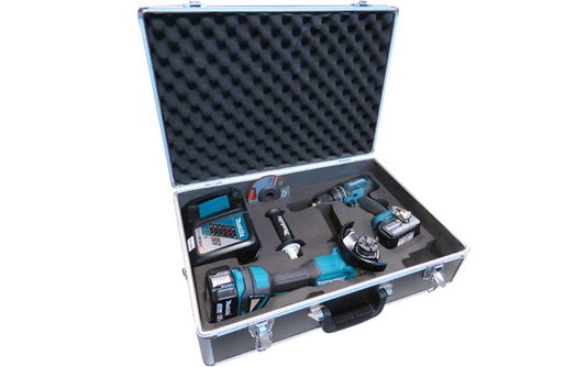 Combo Kit Esmerilhadeira Dga454 + Parafusadeira Dhp480 + Maleta De Aluminio Maki - Dlx2163X - Makita