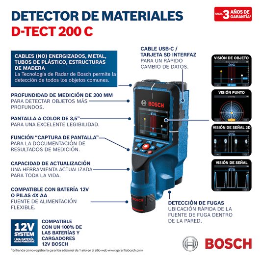 Detector E Scanner De Parede D-Tect 200 C Bosch - 06010816G