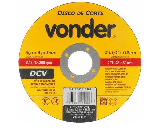 Disco Corte 115,0X1,0X22,23 Dcv Vonder 1240412100