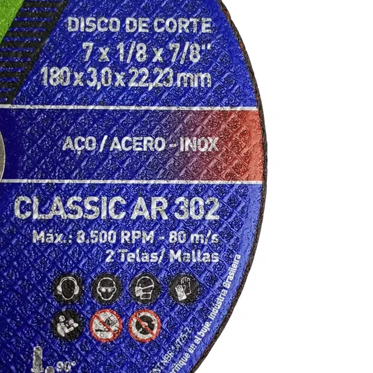 Disco De Corte Para Aço E Inox 180X3,0X22,23Mm Ar302 Classic Norton - 66252842711