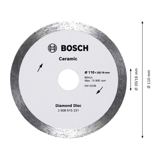 Disco Diamantado Ceramic Liso 110X2016Mm Bosch - 2608615231
