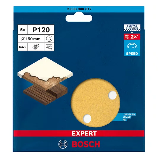Bosch C470 Disco De Lixa 150Mm Grão 120 Expert Com 5 Unidades - 2608900817
