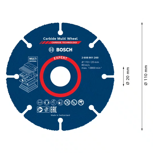 Bosch Disco De Corte De Carbide 110X20Mm Expert Multi Material - 2608901200