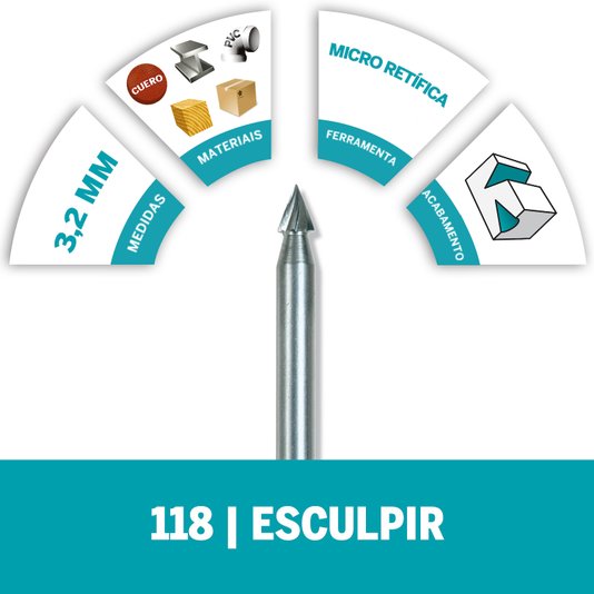 Escareador Para Esculpir Ponta Cone 3,2Mm Dremel - 118 - 2615000118