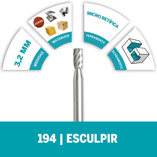 Fresa Escareador Cilíndrico 3,2Mm 1/8" Dremel - 194 - 26150194Ac