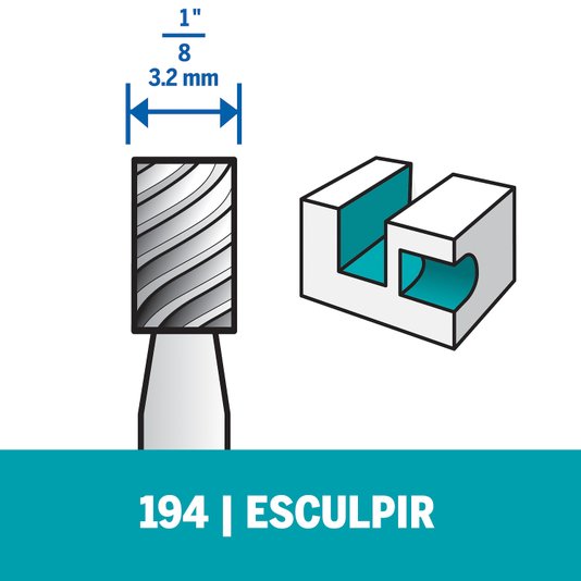 Fresa Escareador Cilíndrico 3,2Mm 1/8" Dremel - 194 - 26150194Ac