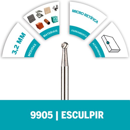 Escareador Esférico Carbureto Tungstênio 1/8" 3,2Mm Dremel - 9905 - 2615009905