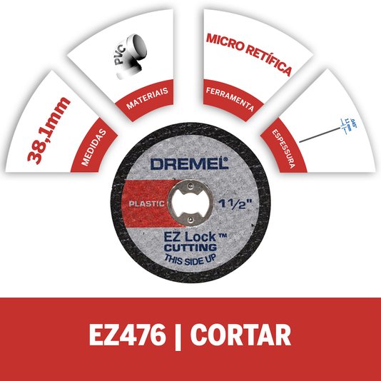 Disco Corte Ez-Lock Para Plástico 38,1Mm Dremel Ez476 - 2615E476Ae