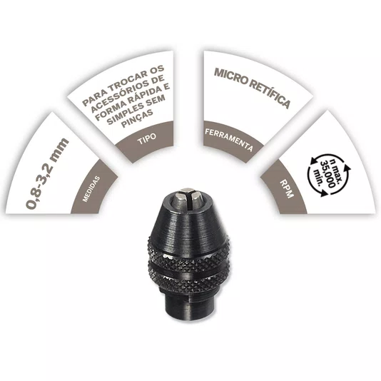 Mandril De Aperto Rápido 0.8-3.2 Mm 4486 Dremel - 2615004486