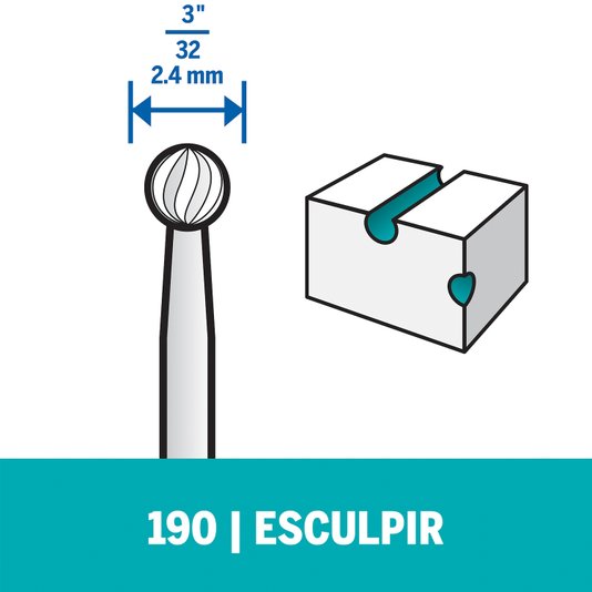 Escareador P/ Esculpir Ponta Redonda 2,4Mm Dremel 190 - 2615000190