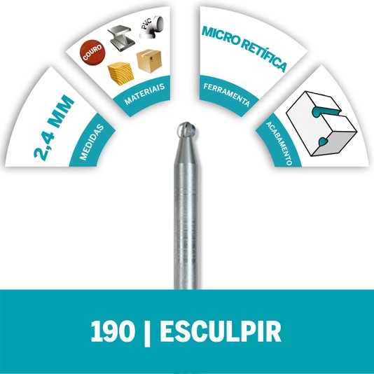 Escareador P/ Esculpir Ponta Redonda 2,4Mm Dremel 190 - 2615000190