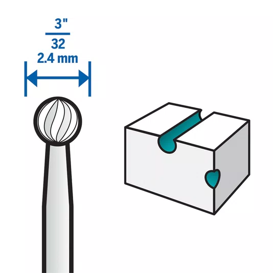 Dremel 190 Fresa Com Ponta Redonda 2,4Mm De Alta Velocidade- 2615000190