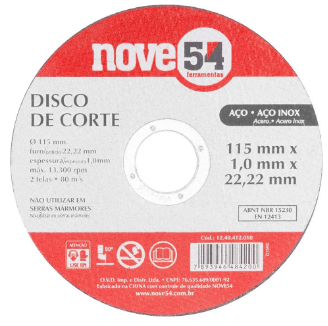 Esmerilhadeira Angular a Bateria KUH10 KRESS - Disco Corte 115,0X1,0X22,23 DCN 954 1240412010 Nove54 (25X)