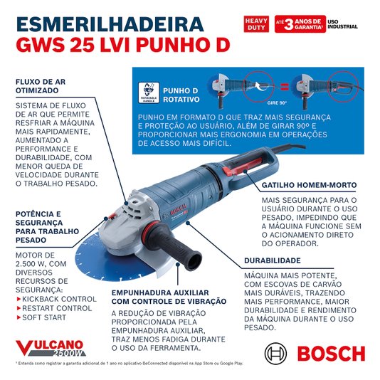Esmerilhadeira Angular 7" Gws 25-180 06018F71E1 - Bosch