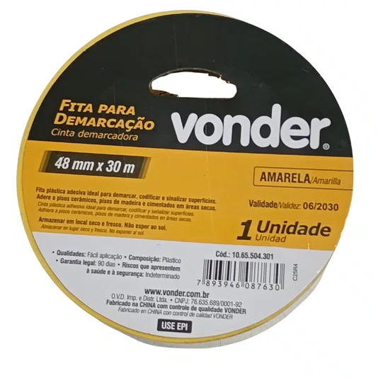 Fita Adesiva Amarela Para Demarcação 48Mm X 30M Vonder - 1065504301