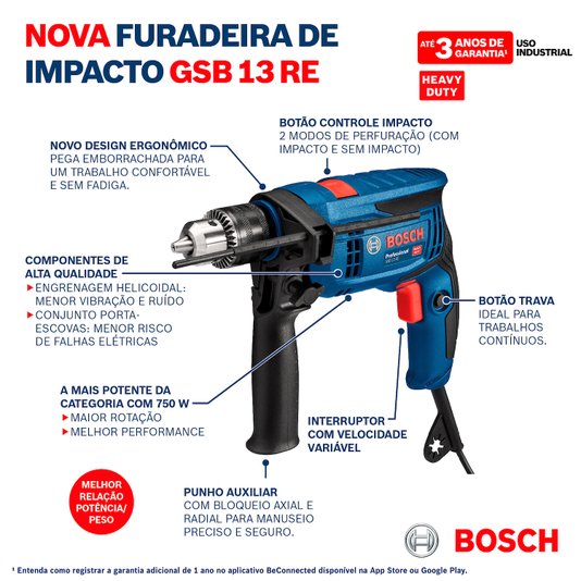 Furadeira Impacto Gsb13Re 650W 220V23Ac 06012B80E3