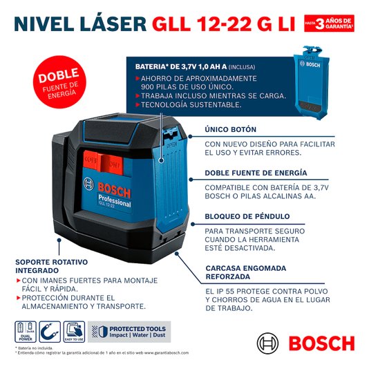  Nível Laser Verde Gll 1222 G Li Bosch - 0601065321