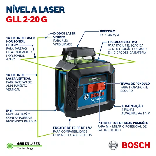Nível Lase Gll 2-20 G Bosch - 0601065000