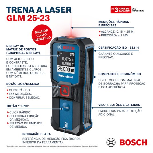 Medidor Laser Glm 2523 Bosch - 0601072W00