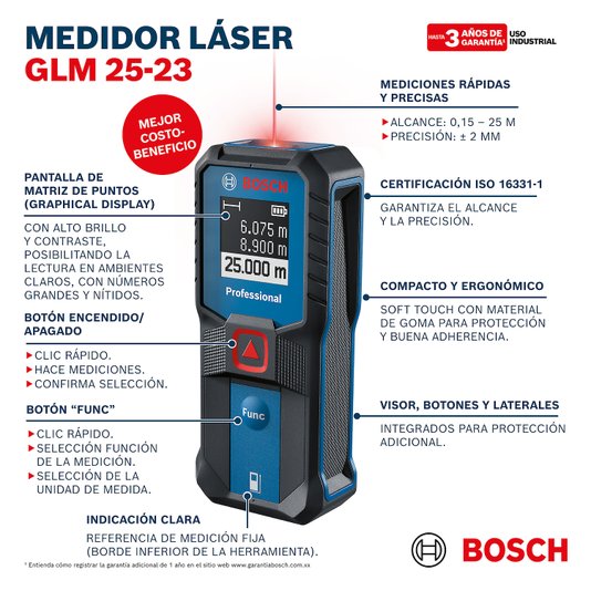Medidor Laser Glm 2523 Bosch - 0601072W00