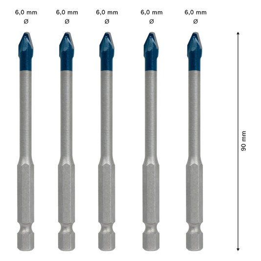 Conjunto 5 Brocas Hex-9 Hardceramic 6Mm Bosch - 2608900599