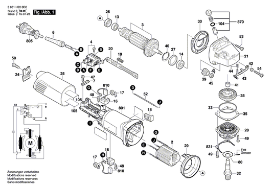 Induzido 220V Para Esmerilhadeiras Bosch - 1604010B3Y