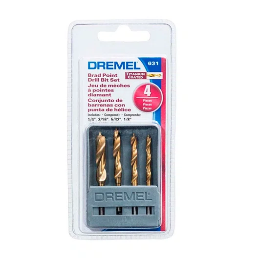 Jogo De Brocas Titânio Ponta De Hélice 4Pçs Dremel - 631 - 26150631Aa