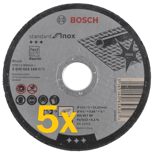 Kit 5 disco de corte bosch 2608603169
