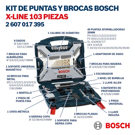 Kit Azul Xline Com 103 Unidades Bosch - 2607017395