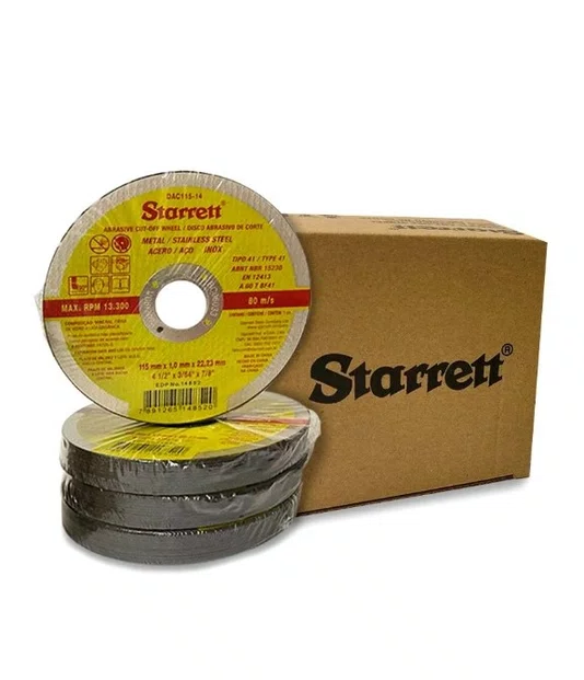 KIT COM 120 Discos Abrasivo De Corte 115X1.0X22.2Mm Starret - Dac115-14